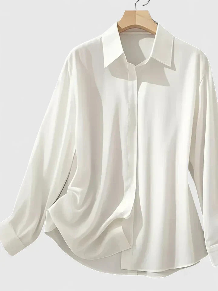 Reese Women's Button Down Shirt Cotton Concealed Placket White