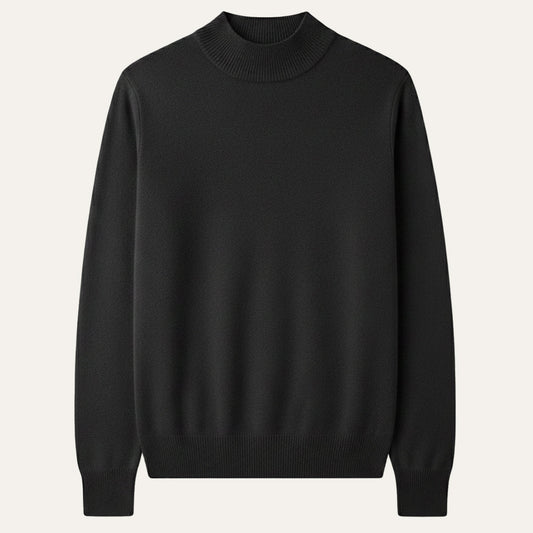 Men's Mock Neck Knit Sweater Plain - Fashinoza