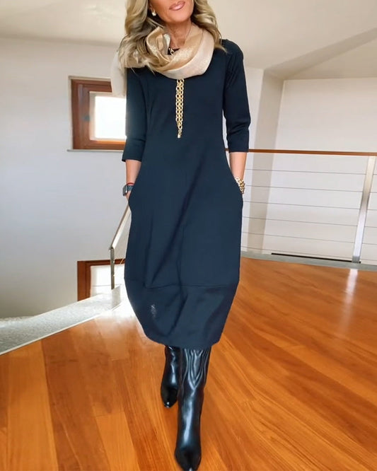 Women's Relaxed Midi Dress - Fashinoza