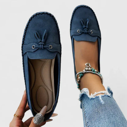 Women's Suede Slip-On Loafers Flat Shoes Brown
