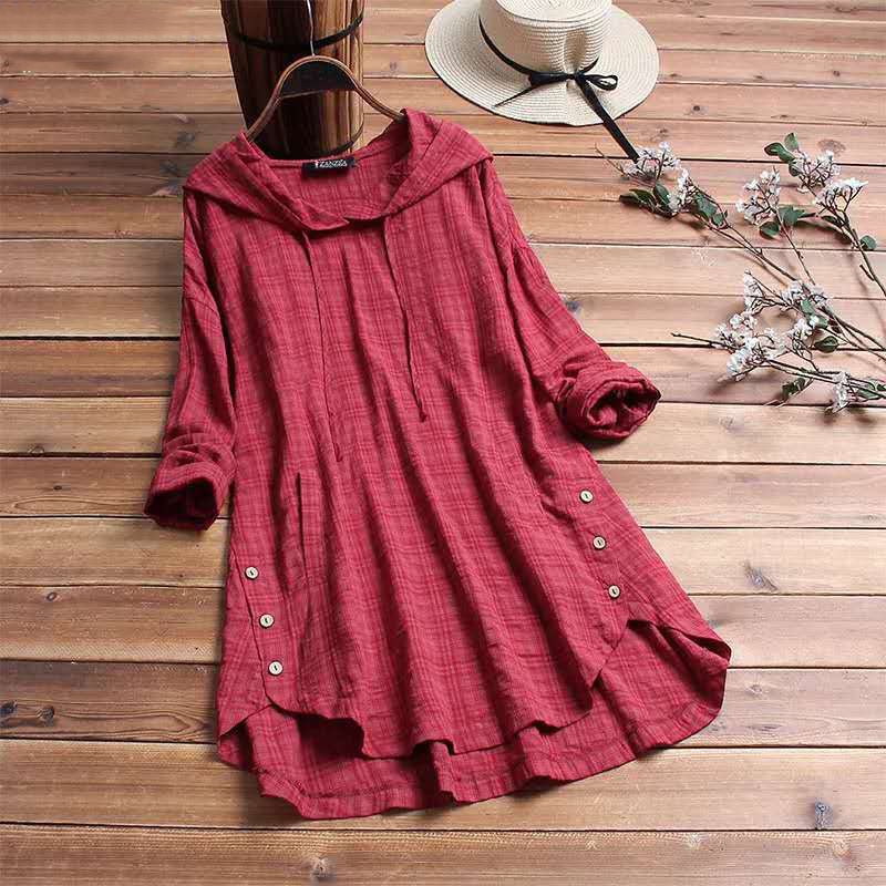 Women's Plaid Hoodie Dress Comfortable