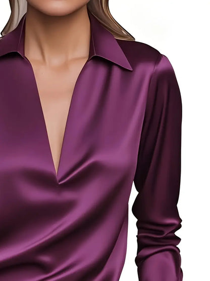 Women's Collared V-Neck Blouse