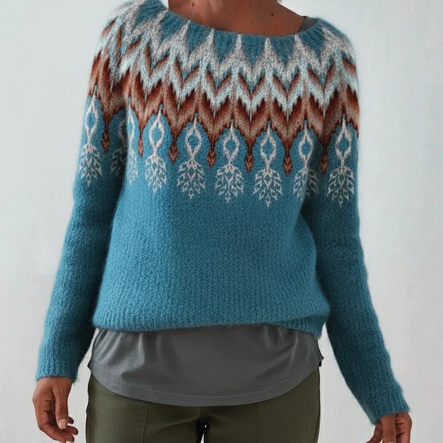 Women's Icelandic Pullover Sweater - Fashinoza