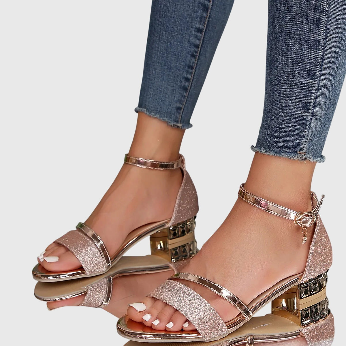 Lily | Womens Ankle Strap Block Heel Sandals