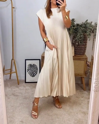 Women's Pleated Maxi Dress Flowy Cocktail