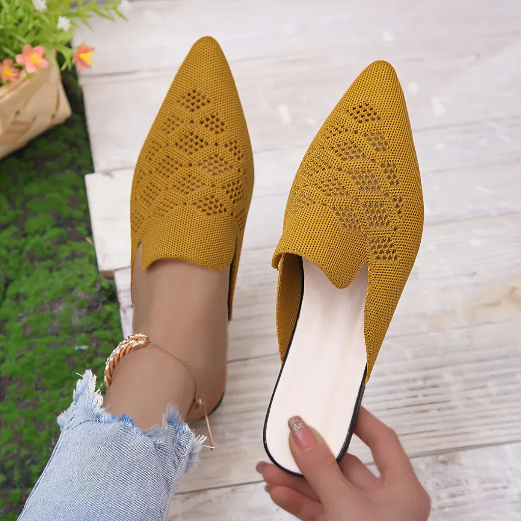Women's Knitted Flat Mules Shoes