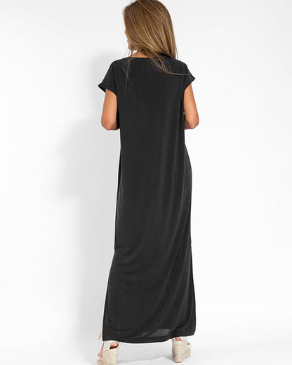 Women's V-Neck Maxi Dress Coral