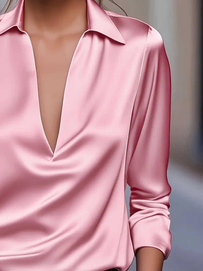 Women's Collared V-Neck Blouse