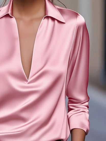 Women's Collared V-Neck Blouse