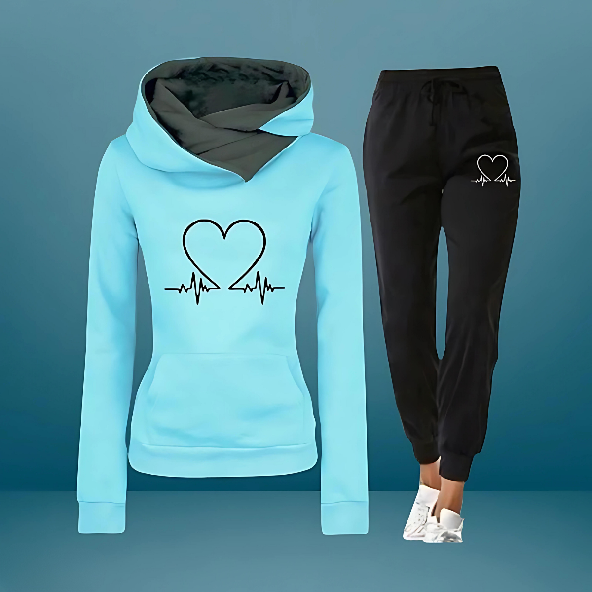 Women's Hoodie Tapered Pants Set - Fashinoza