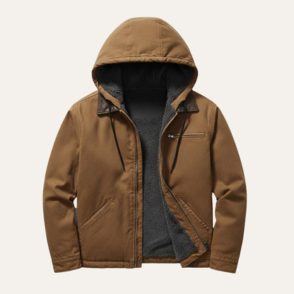 Men's Hooded Jacket Fleece Lined Warm Black