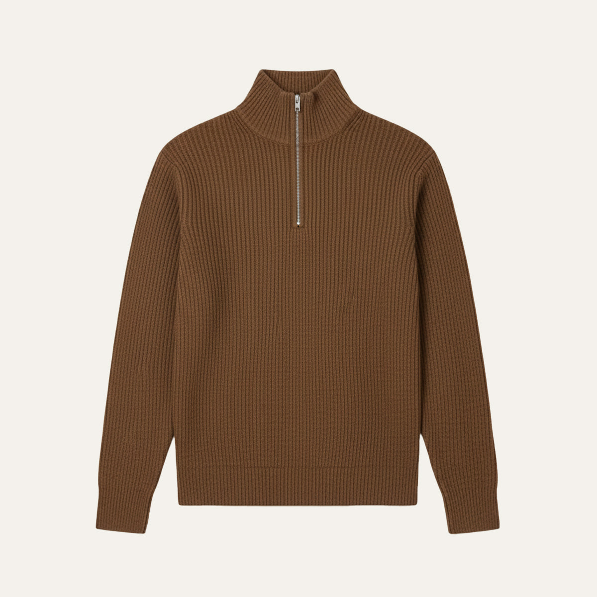 Men's Quarter Zip Ribbed Sweater Casual Knit
