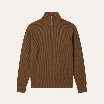 Men's Quarter Zip Ribbed Sweater Casual Knit