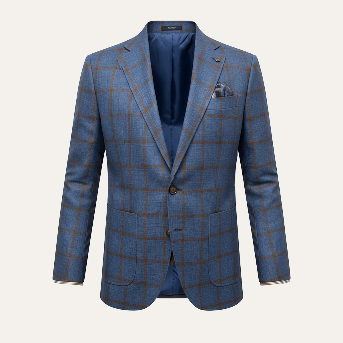 Men's Plaid Blazer Jacket Checked Double Breasted Wool