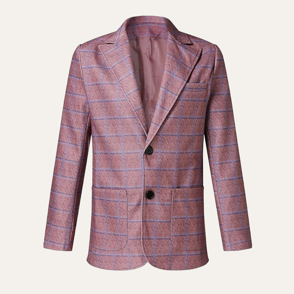 Men's Plaid Blazer Jacket Checked Double Breasted Wool - Fashinoza