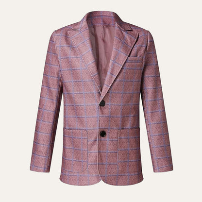 Men's Plaid Blazer Jacket Checked Double Breasted Wool - Fashinoza