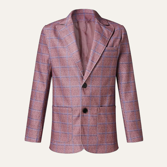 Men's Plaid Blazer Jacket Checked Double Breasted Wool - Fashinoza