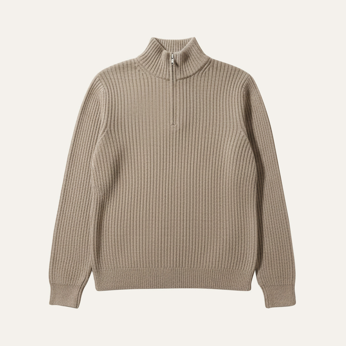 Men's Quarter Zip Ribbed Sweater Casual Knit