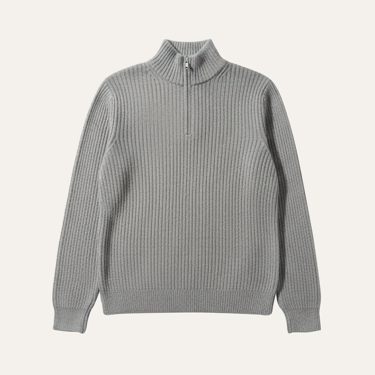 Men's Quarter Zip Ribbed Sweater Casual Knit