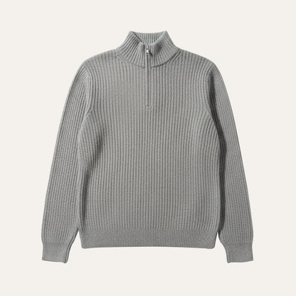 Men's Quarter Zip Ribbed Sweater Casual Knit