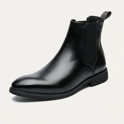 Men's Leather Ankle Boots Classic Slip On - Fashinoza