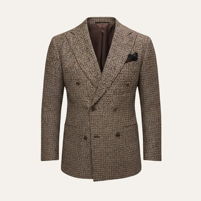 Men's Plaid Blazer Jacket Checked Double Breasted Wool