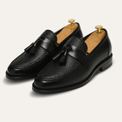 Men's Leather Tassel Loafers Formal Black