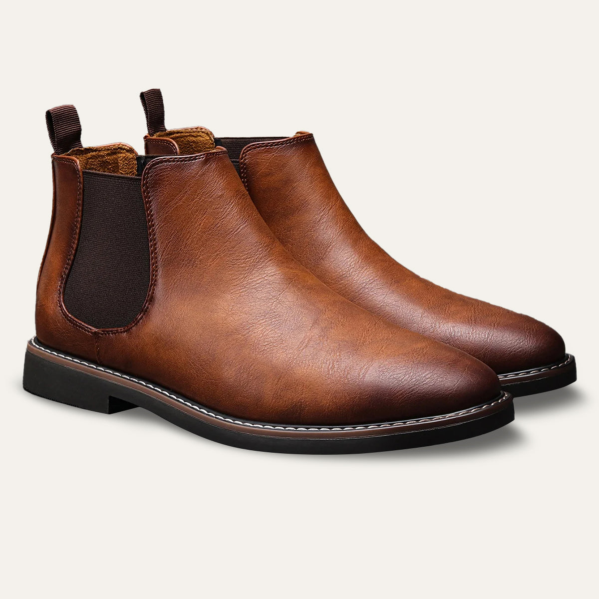 Men's Leather Chelsea Boots Durable Brown - Fashinoza