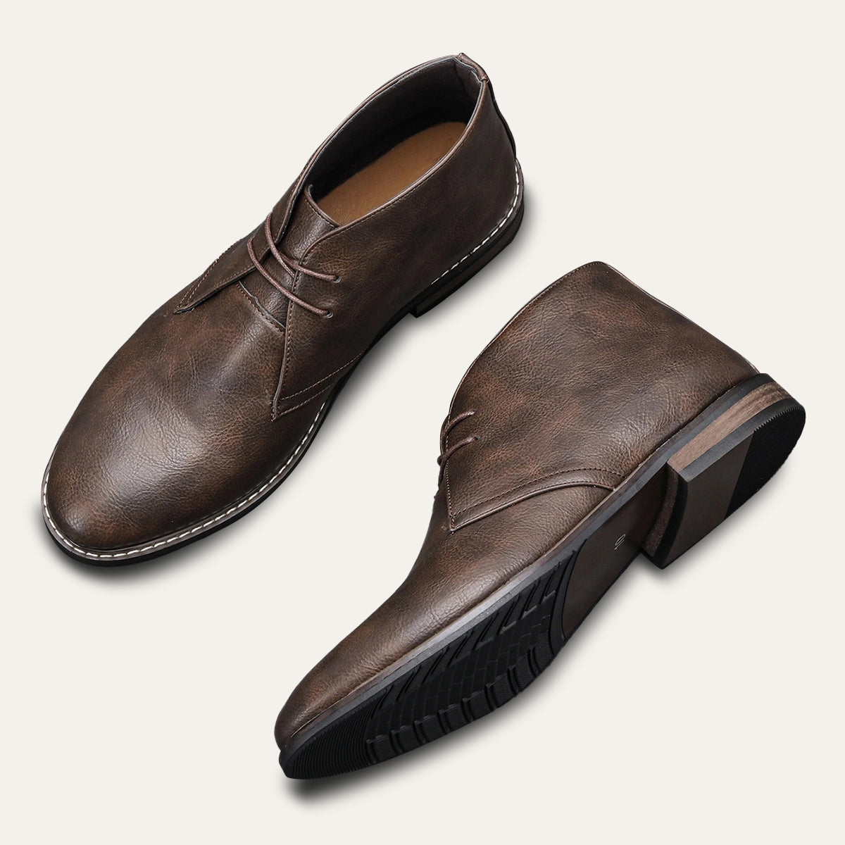 Crosby Men's Leather Ankle Boots Lace Up Brown