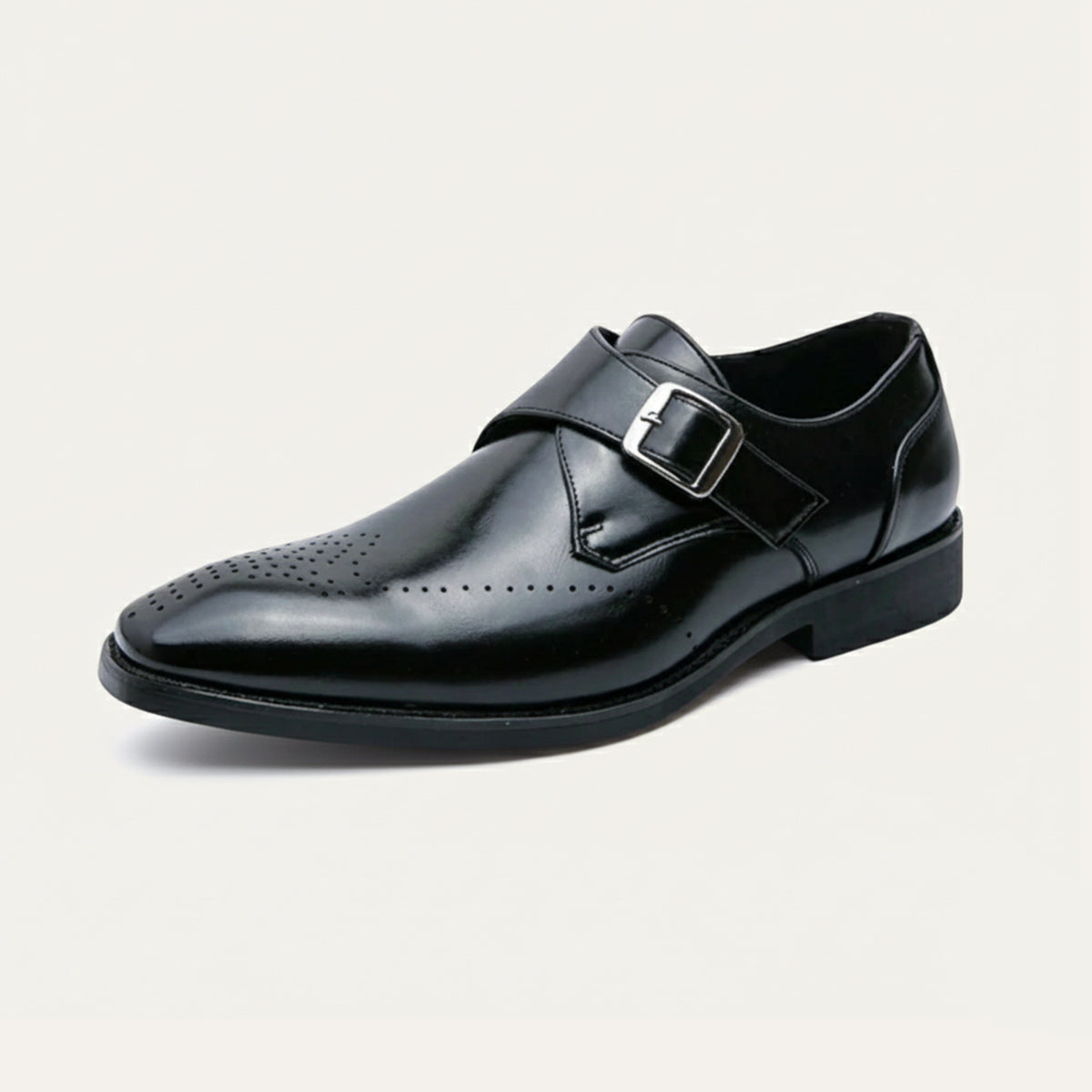 Men's Italian Leather Dress Shoes Buckle Black - Fashinoza