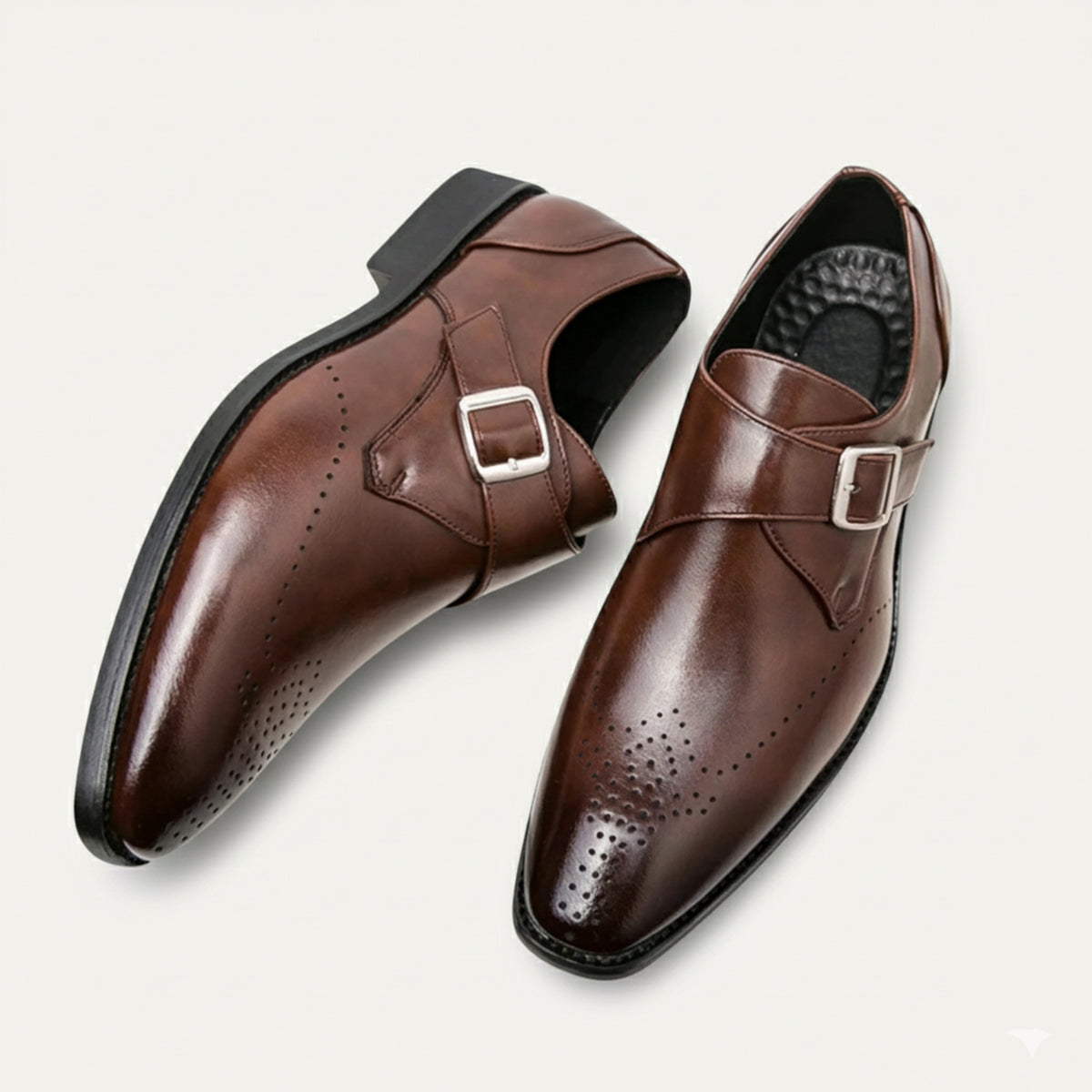 Men's Italian Leather Dress Shoes Buckle Black