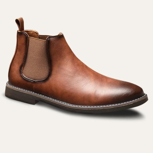 Men's Leather Chelsea Boots Comfortable Brown - Fashinoza