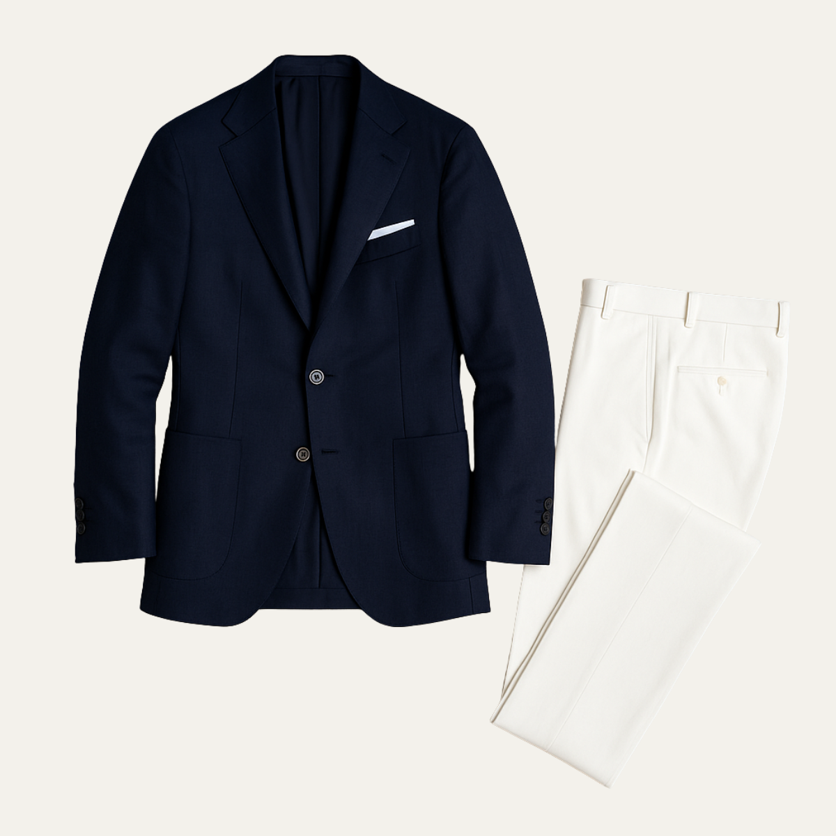 Men's 2 Piece Suit Notch Lapel White Pants - Fashinoza