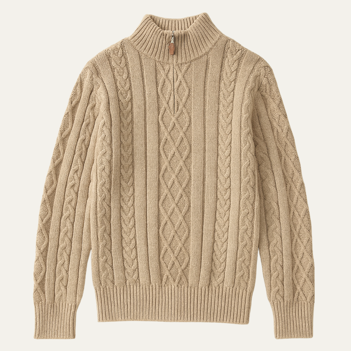 Men's Cable Knit Half Zip Sweater Warm Chunky Knit - Fashinoza