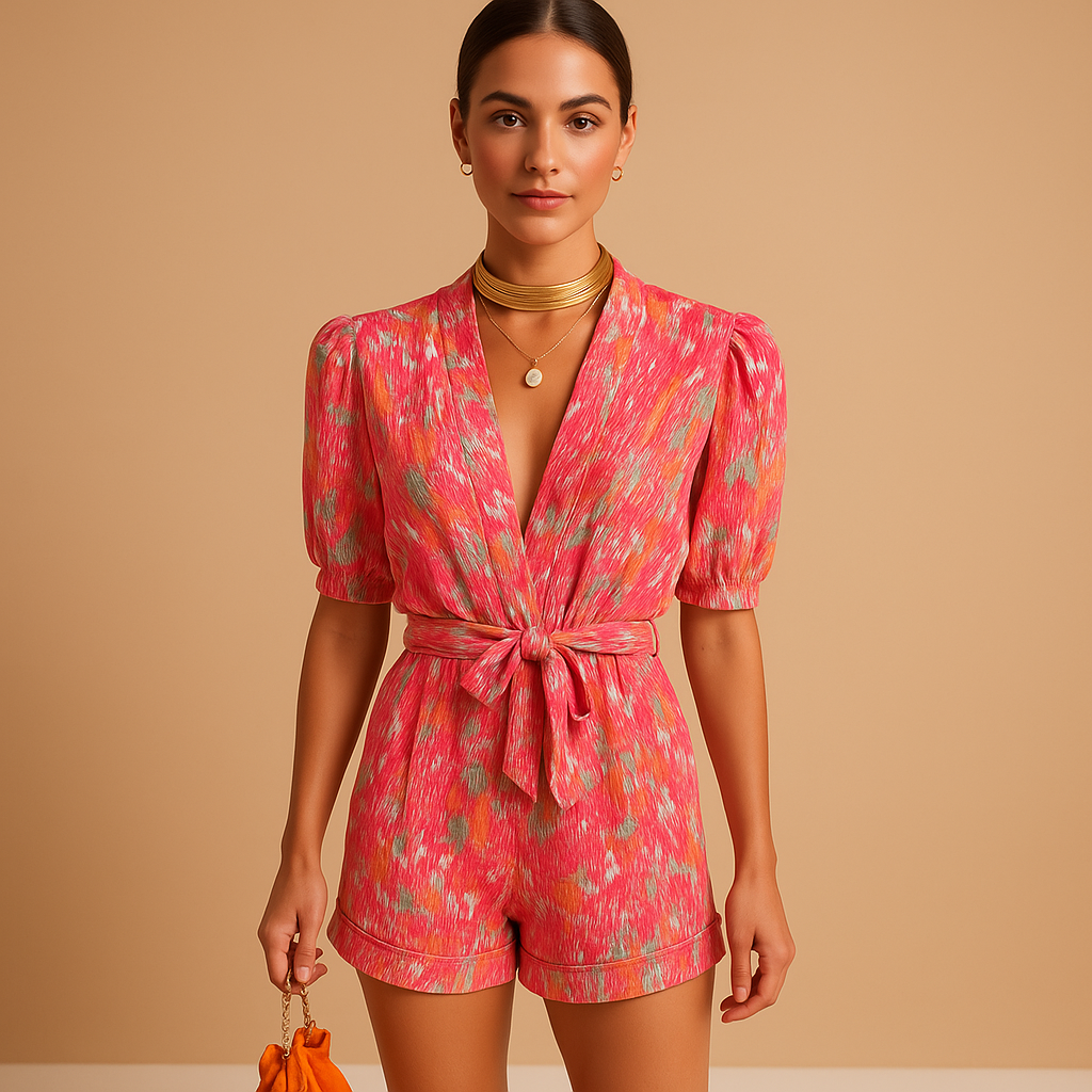 Women's Floral Short Jumpsuit - 
Fashinoza