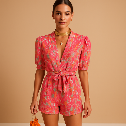 Women's Floral Short Jumpsuit - 
Fashinoza