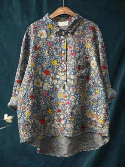 Maya | Women Floral Button Front Pocket Blouse