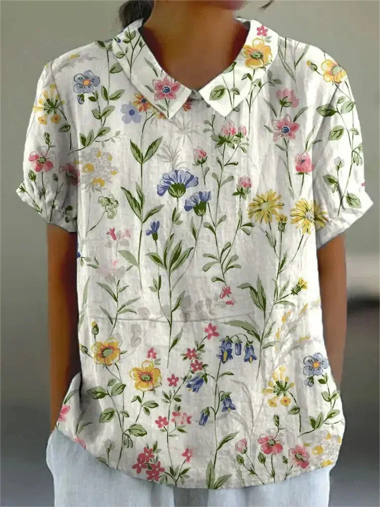 Women's Floral Blouse Short Sleeves