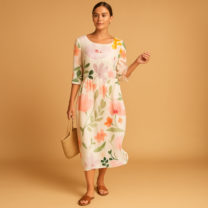Women’s flowy midi dress with a lightweight breathable design, perfect for casual outings, formal events, and everyday wear.