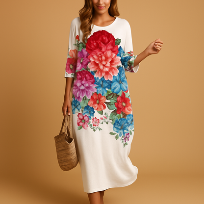 Women’s flowy midi dress with a lightweight breathable design, perfect for casual outings, formal events, and everyday wear.