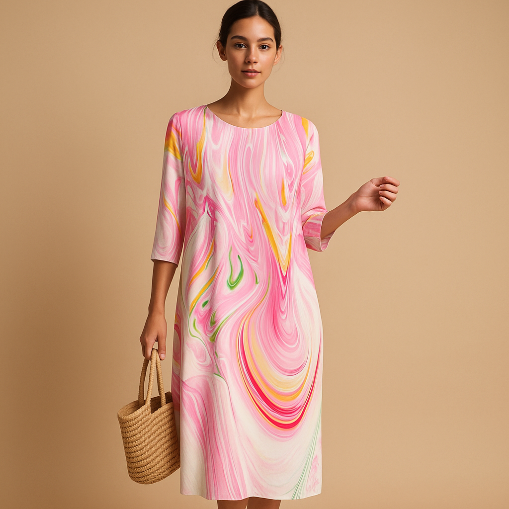 Women’s flowy midi dress with a lightweight breathable design, perfect for casual outings, formal events, and everyday wear.