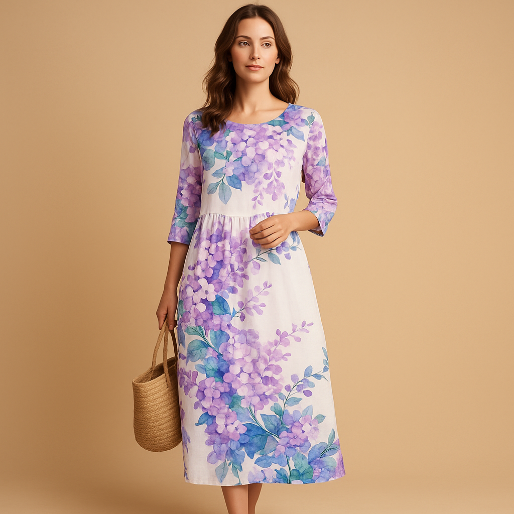 Women’s flowy midi dress with a lightweight breathable design, perfect for casual outings, formal events, and everyday wear.