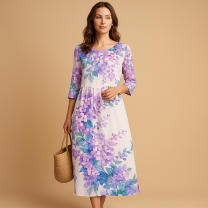 Women’s flowy midi dress with a lightweight breathable design, perfect for casual outings, formal events, and everyday wear.