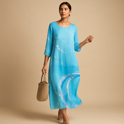 Women’s flowy midi dress with a lightweight breathable design, perfect for casual outings, formal events, and everyday wear.