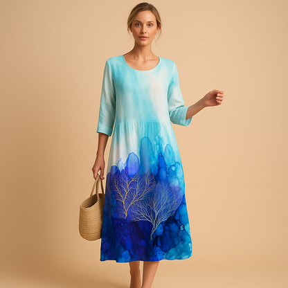 Women’s flowy midi dress with a lightweight breathable design, perfect for casual outings, formal events, and everyday wear.