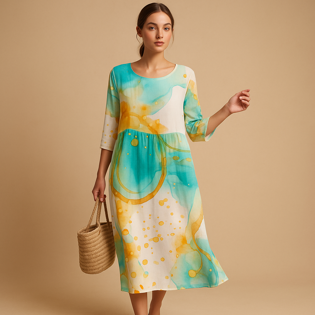 Women’s flowy midi dress with a lightweight breathable design, perfect for casual outings, formal events, and everyday wear.