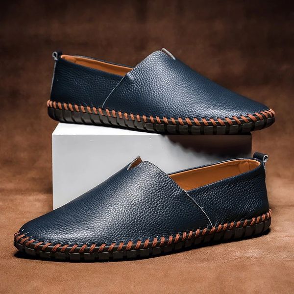 Men's Leather Slip-On Loafers - Fashinoza