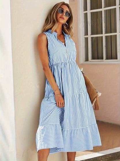 Image of Frances | Women's Sleeveless Tiered Midi Dress