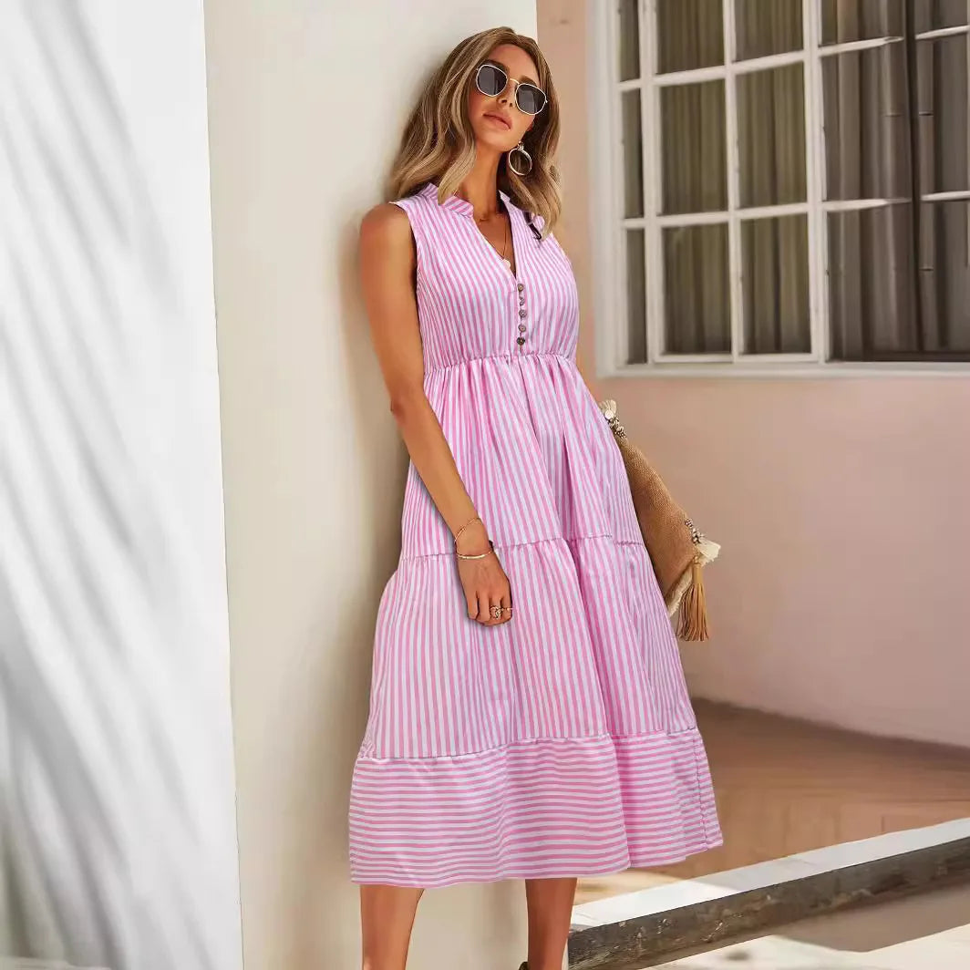 Image of Frances | Women's Sleeveless Tiered Midi Dress