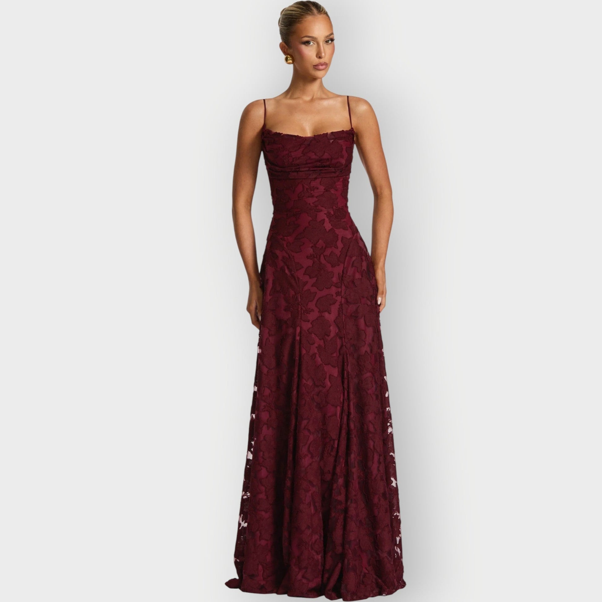 Elegant Strapless Velvet Evening Gown - Fashinoza